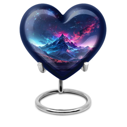 Northern Lights themed heart urn