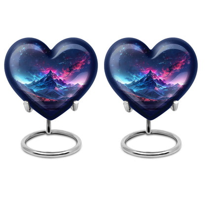 Northern Lights themed heart urn