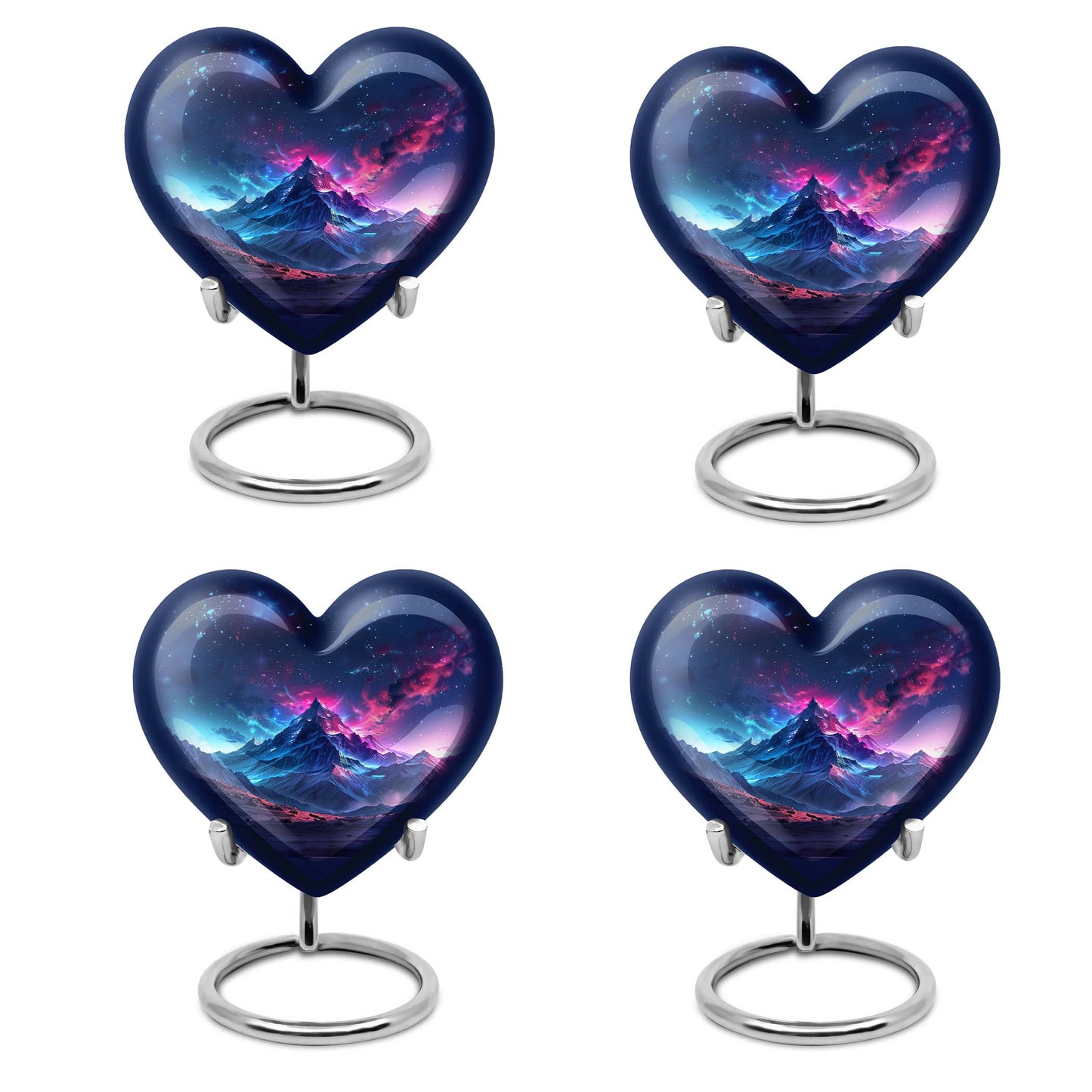 Northern Lights themed heart urn