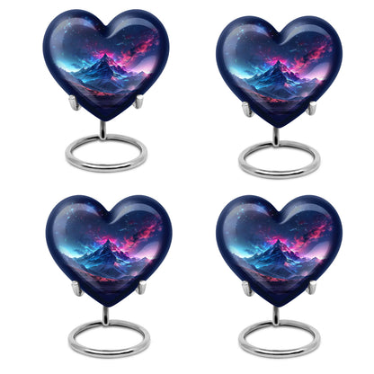 Northern Lights themed heart urn