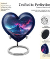 Northern Lights themed heart urn
