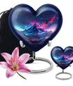 Northern Lights themed heart urn