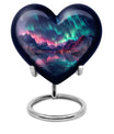 10 inch Northern Lights themed heart-shaped memorial urn 