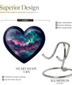 10 inch Northern Lights themed heart-shaped memorial urn 
