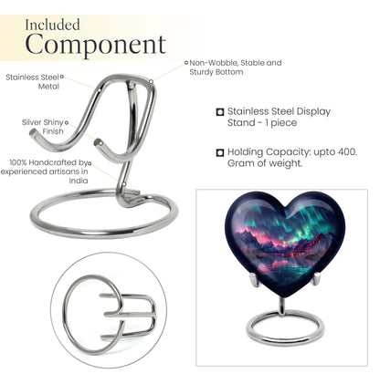 10 inch Northern Lights themed heart-shaped memorial urn 