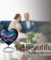 10 inch Northern Lights themed heart-shaped memorial urn 