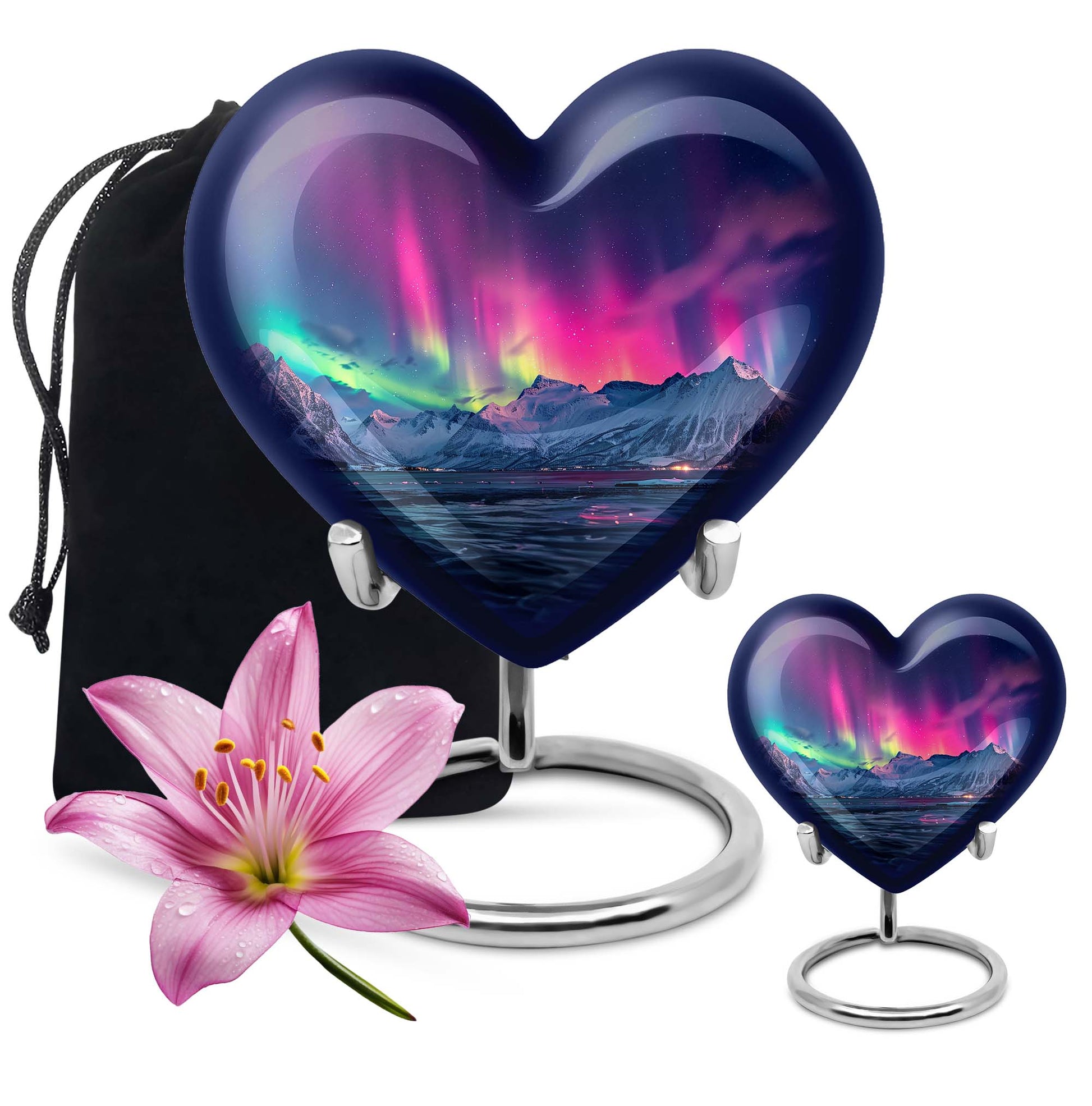 Aurora Borealis Theme Large Urn With 1 Keepsake Urn