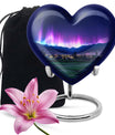10-inch Northern Lights themed Heart Urn 