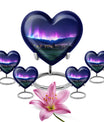 10-inch Northern Lights themed Heart Urn 