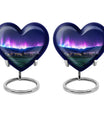 10-inch Northern Lights themed Heart Urn 