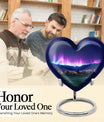 10-inch Northern Lights themed Heart Urn 