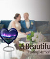10-inch Northern Lights themed Heart Urn 