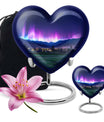 10-inch Northern Lights themed Heart Urn 