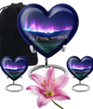 10-inch Northern Lights themed Heart Urn 