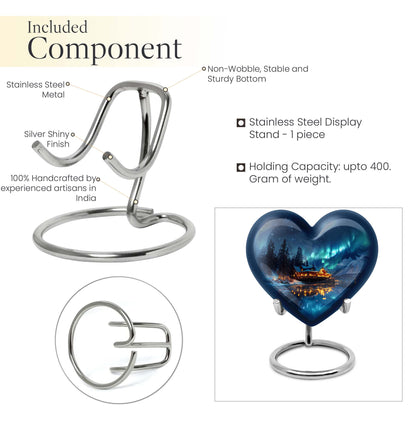 Northern Lights-themed heart urn for ashes
