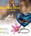 Northern Lights-themed heart urn for ashes