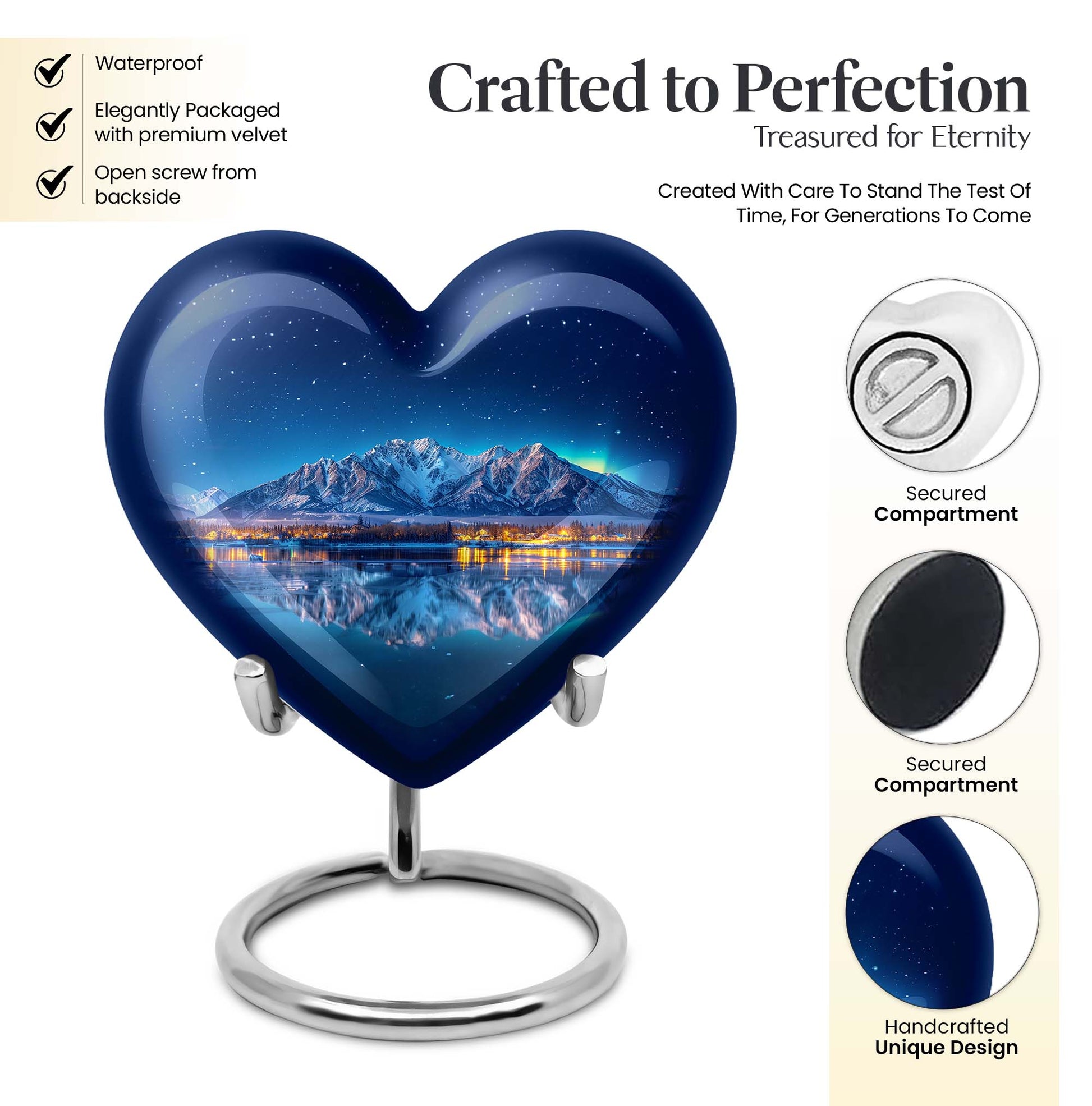 Heart-shaped Aurora Borealis urn