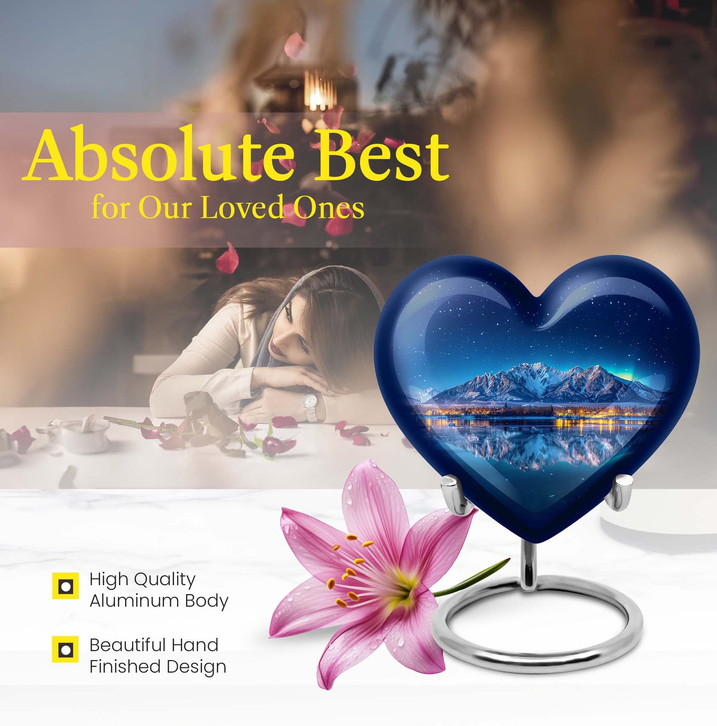 Heart-shaped Aurora Borealis urn
