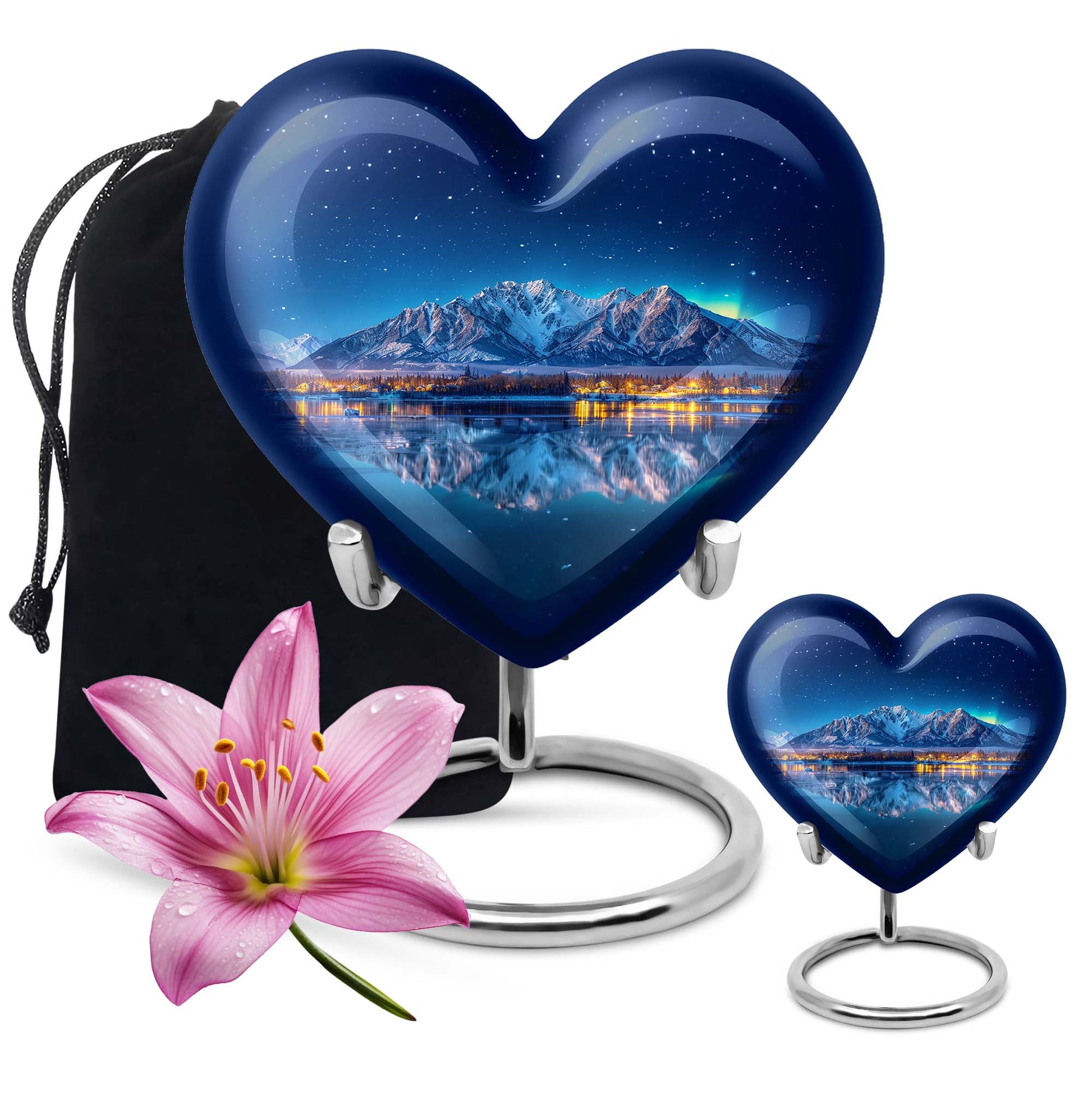 Heart-shaped Aurora Borealis urn