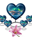 Aurora Borealis Theme Large Urn With 4 Keepsake Urn