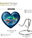 heart-shaped Aurora Borealis burial urn