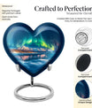 heart-shaped Aurora Borealis burial urn