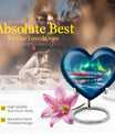 heart-shaped Aurora Borealis burial urn