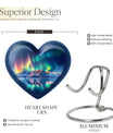 Arora borealis heart shaped memorial urn for ashes, butterfly theme