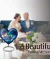 Arora borealis heart shaped memorial urn for ashes, butterfly theme