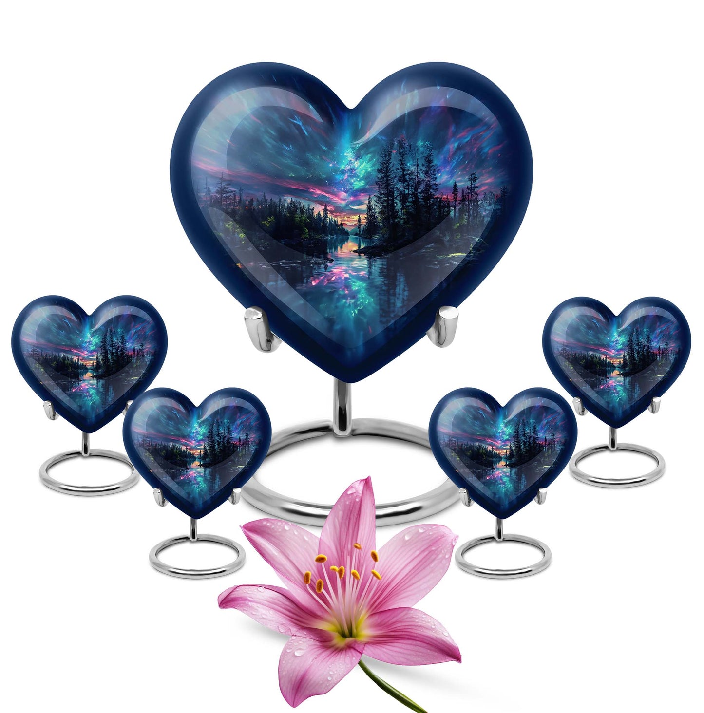  Arora borealis heart shaped cremation urn 