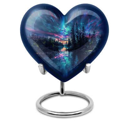  Arora borealis heart shaped cremation urn 