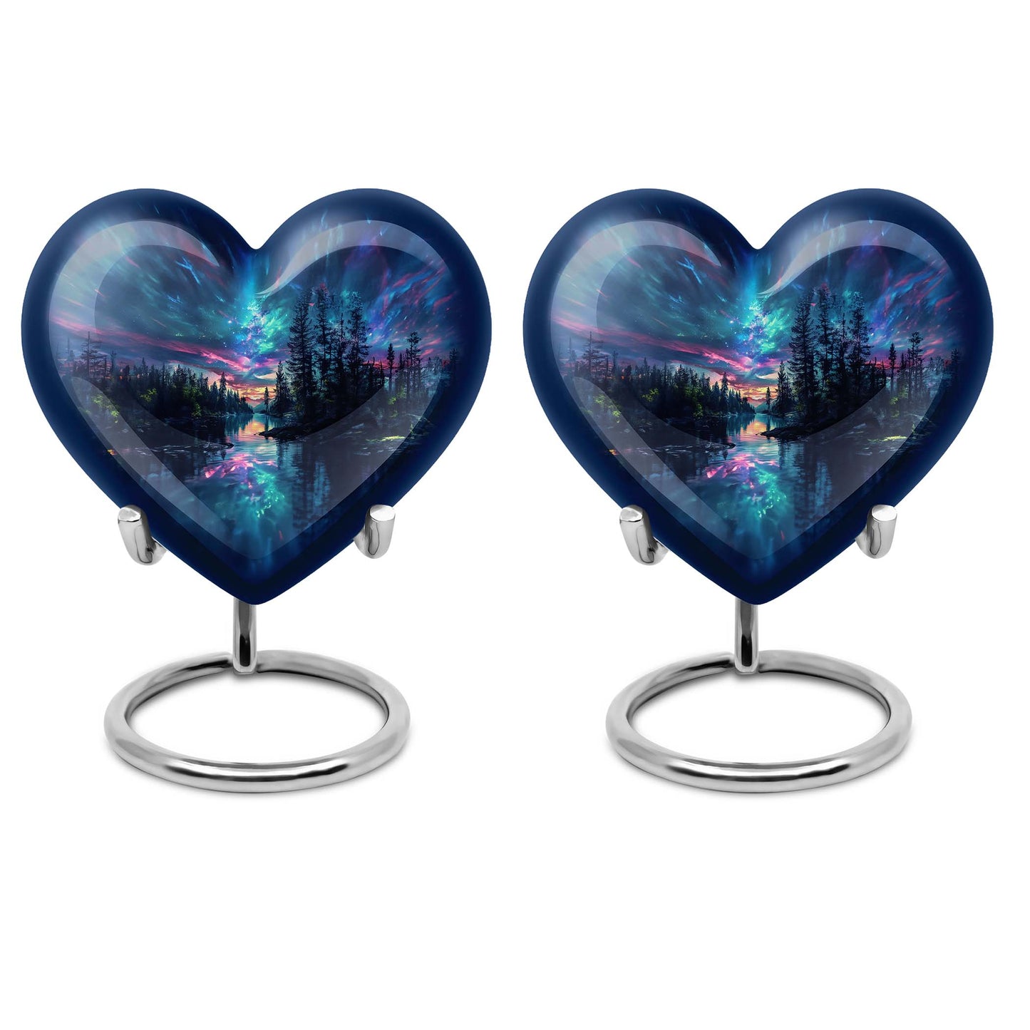  Arora borealis heart shaped cremation urn 