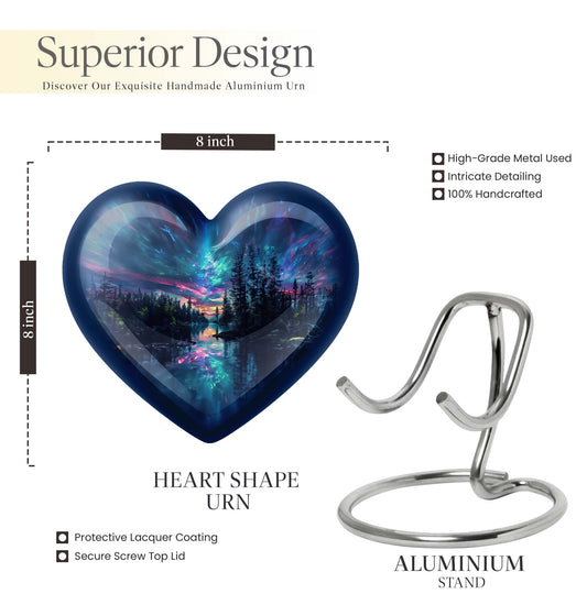  Arora borealis heart shaped cremation urn 