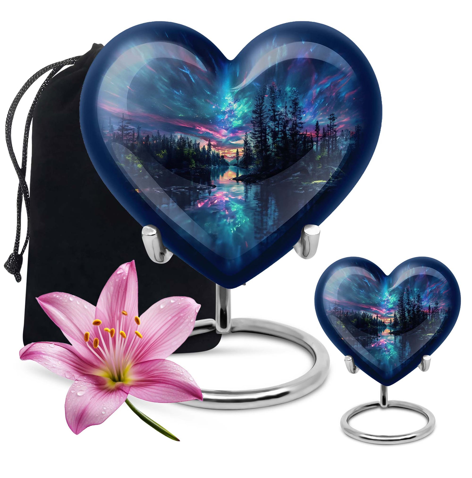  Arora borealis heart shaped cremation urn 