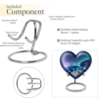 Heart-shaped, Aurora Borealis-themed memorial large urn