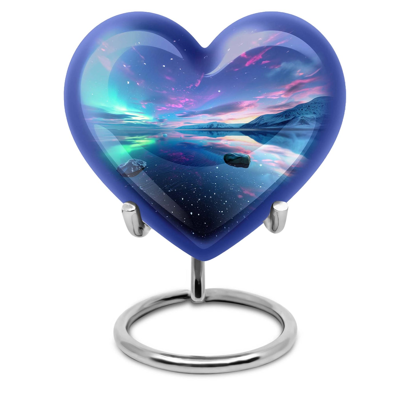 Aurora borealis heart shaped urn for ashes