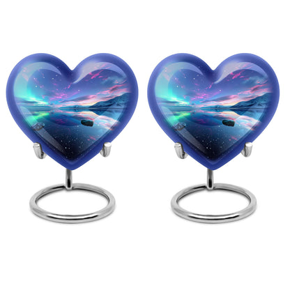 Aurora borealis heart shaped urn for ashes