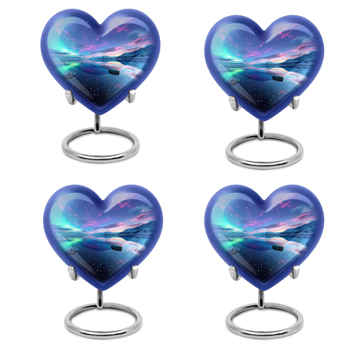 Aurora borealis heart shaped urn for ashes