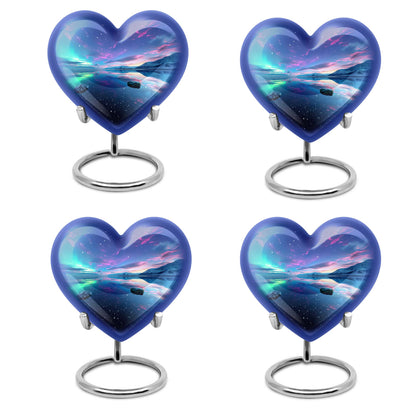 Aurora borealis heart shaped urn for ashes