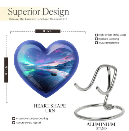 Aurora borealis heart shaped urn for ashes