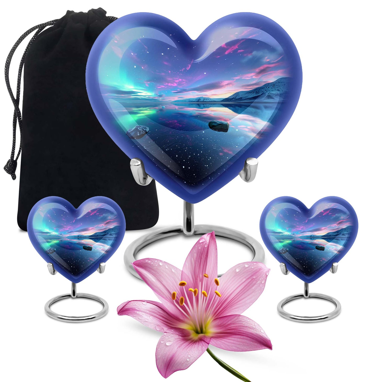 Aurora borealis heart shaped urn for ashes