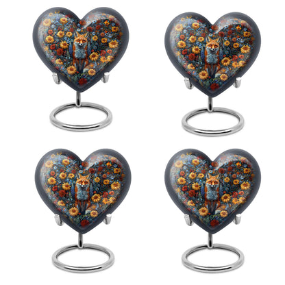 10-inch heart-shaped fox urn for adult female ashes, customized name engraving