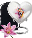 10-inch heart-shaped fox urn with butterfly theme for cremation ashes, personalizable