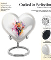 10-inch heart-shaped fox urn with butterfly theme for cremation ashes, personalizable