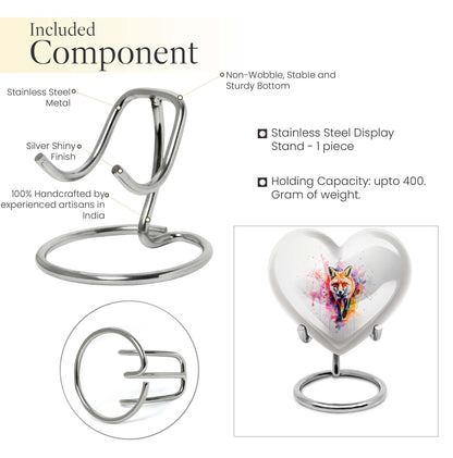 10-inch heart-shaped fox urn with butterfly theme for cremation ashes, personalizable