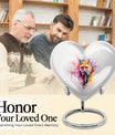10-inch heart-shaped fox urn with butterfly theme for cremation ashes, personalizable