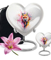 10-inch heart-shaped fox urn with butterfly theme for cremation ashes, personalizable