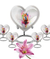 Heart-shaped fox urn in aluminium with butterfly