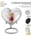 Heart-shaped fox urn in aluminium with butterfly