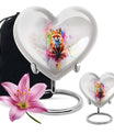 Heart-shaped fox urn in aluminium with butterfly